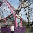 Stacy with a ferris wheel in Seattle