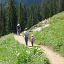 Hiking down to a lake from Guardsman Pass.