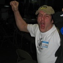 An excited gamer wins swag