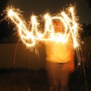 Kerry spelling her name with a sparkler