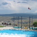 Ski jumper flying through the air