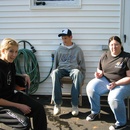 Taking a break after working on the yard
