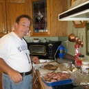 Dad cuts the tri-tip, Drew's wedding