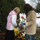 Kate and Jess picking flowers