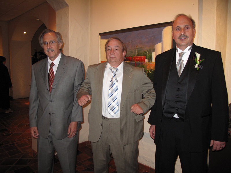 Dad's trying to look taller