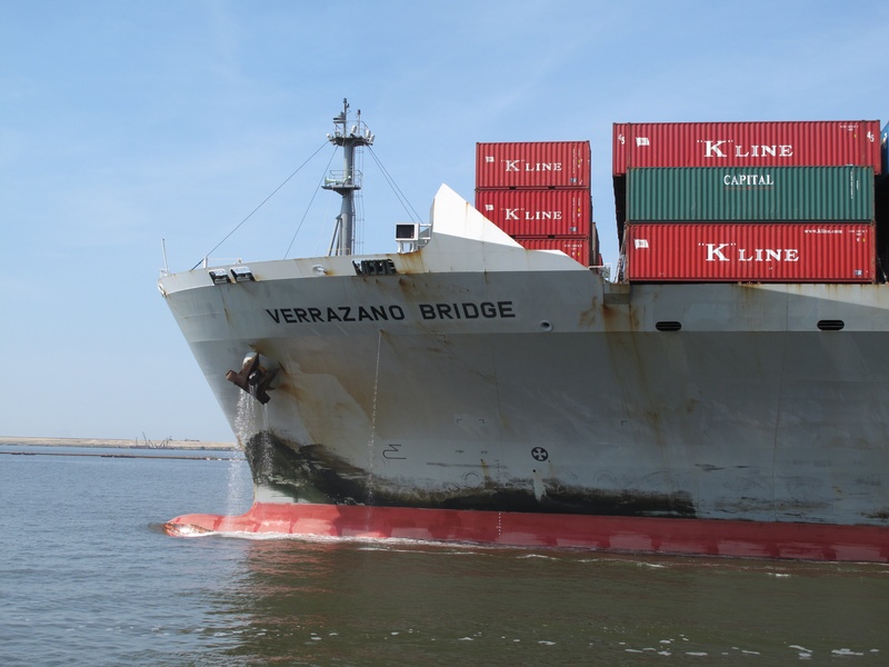 Container ship closeup
